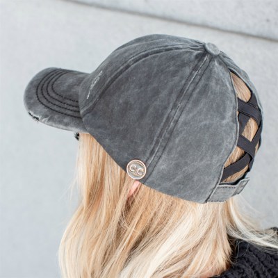 C.C� Cotton Ponytail Criss Cross Caps