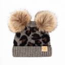 Light Melange Grey | Newborn - 12 Month C.C® Beanie Double Pom Baby Leopard Winter Hats,