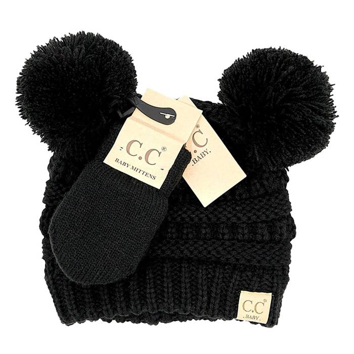 C.C® Baby Pom Pom Beanie and Mittens Set