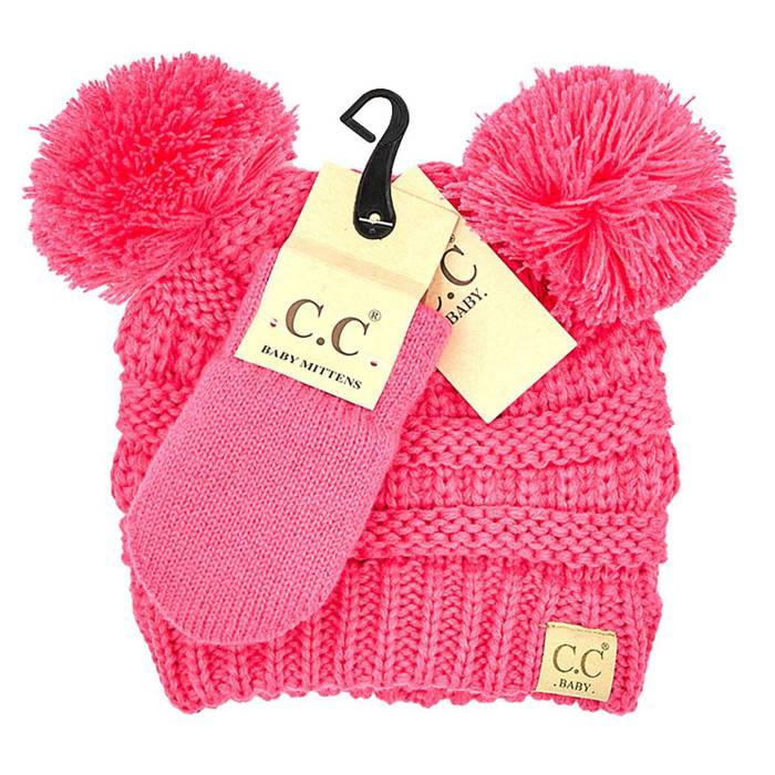 C.C® Baby Pom Pom Beanie and Mittens Set