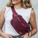 Burgundy C.C� Zipper Fanny Pack Belt Bag, One Size