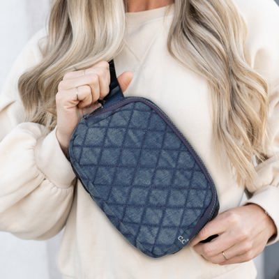C.C� Denim Diamond Quilted Fanny Pack