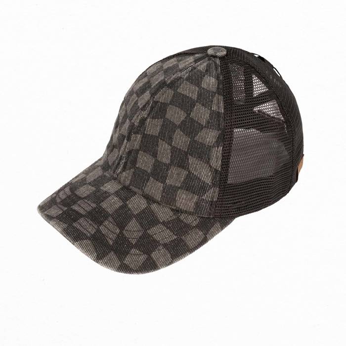 C.C� Checkered Ponytail Hats Criss Cross Style Women Cap