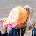 Orange - Youth - Adult C.C® Beanie Diamond Dyed Messy Bun Pony Cap Adjustable Trucker Hats