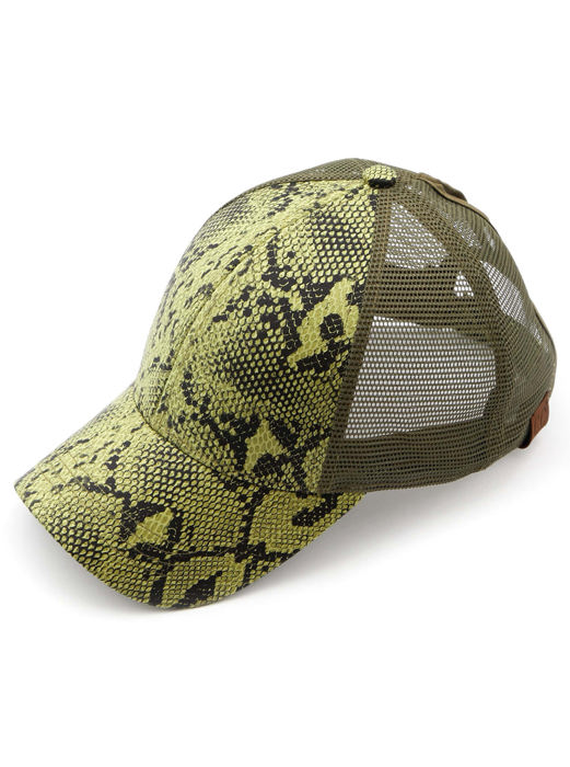 C.C� Popular Pattern Messy Bun Pony Cap Trucker Hats