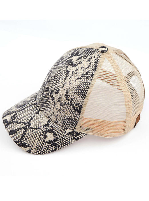 C.C� Popular Pattern Messy Bun Pony Cap Trucker Hats