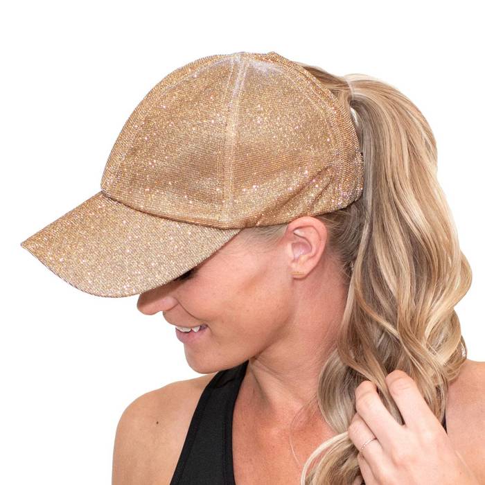 C.C� Pony Cap Metallic Stretch with Comfort Fit
