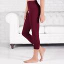 Burgundy - Pant Size 10-16 Capri Leggings Casual and Workout