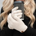 Beige C.C® Chenille Women Unisex Touchscreen Gloves