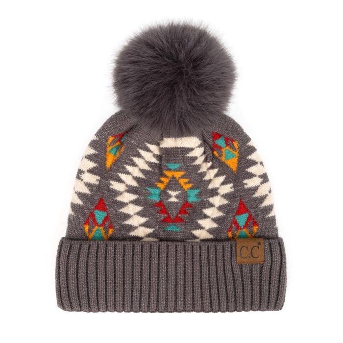 C.C® Beanie Southwestern Pom Hats