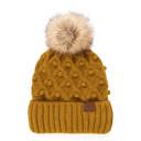 Mustard | Youth - Adult C.C® Fleece Lined Pom Beanie | Hand Crocheted Bobbles