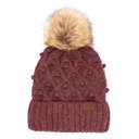 Wine | Youth - Adult C.C® Fleece Lined Pom Beanie | Hand Crocheted Bobbles
