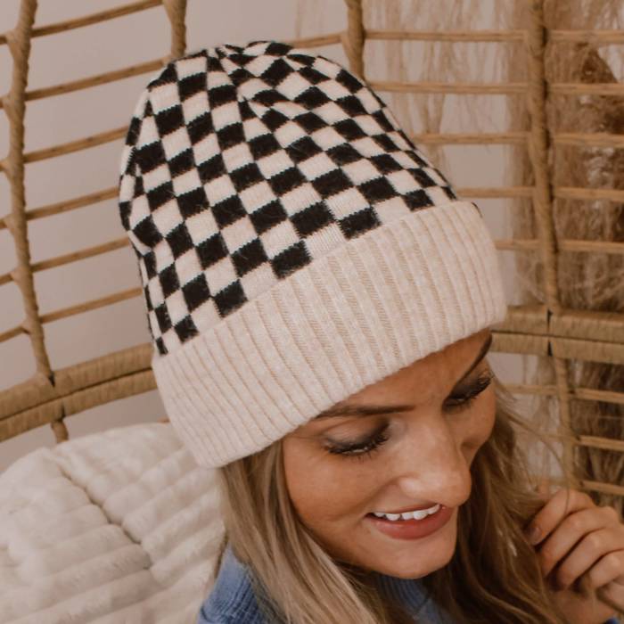 C.C® Beanie Check Pattern Hats