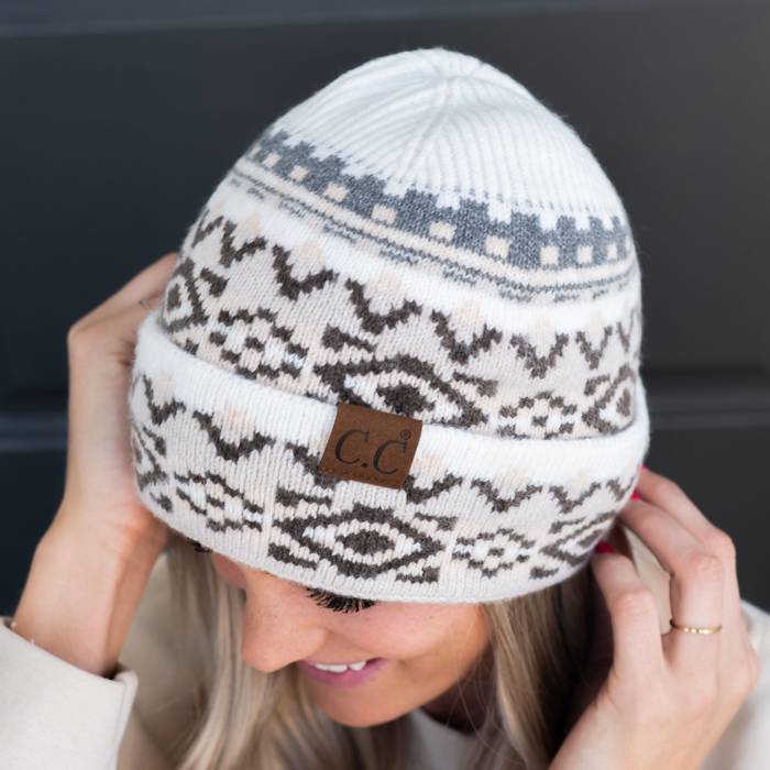 C.C® Beanie Cuffed Popular Pattern Hats