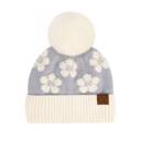Blue | Youth - Adult C.C® Beanie Chenille Daisy Pattern Hats