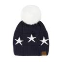 Navy | Youth - Adult C.C® Beanie Patriotic Plush Pom & Star Hats