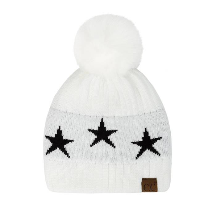 C.C® Beanie Patriotic Plush Pom & Star Hats