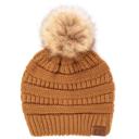 Golden Walnut C.C® Beanie Cable-Knit Pom Accessories Hats for Gifts, Women, Teens Girls