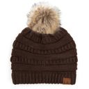 Brown C.C® Beanie Cable-Knit Pom Accessories Hats for Gifts, Women, Teens Girls