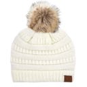Ivory C.C® Beanie Cable-Knit Pom Accessories Hats for Gifts, Women, Teens Girls