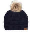 Navy C.C® Beanie Cable-Knit Pom Accessories Hats for Gifts, Women, Teens Girls
