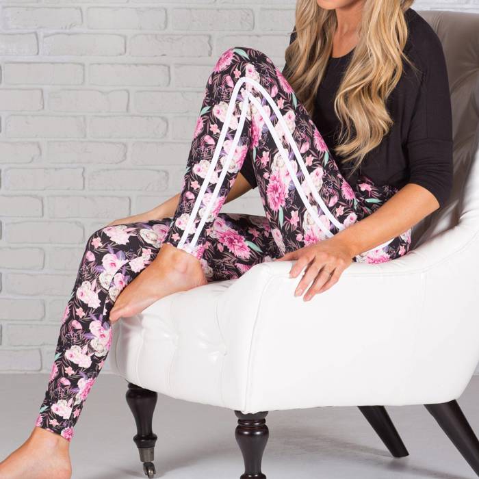 Ultra Soft Printed Leggings w/ Stripe (New Mix)