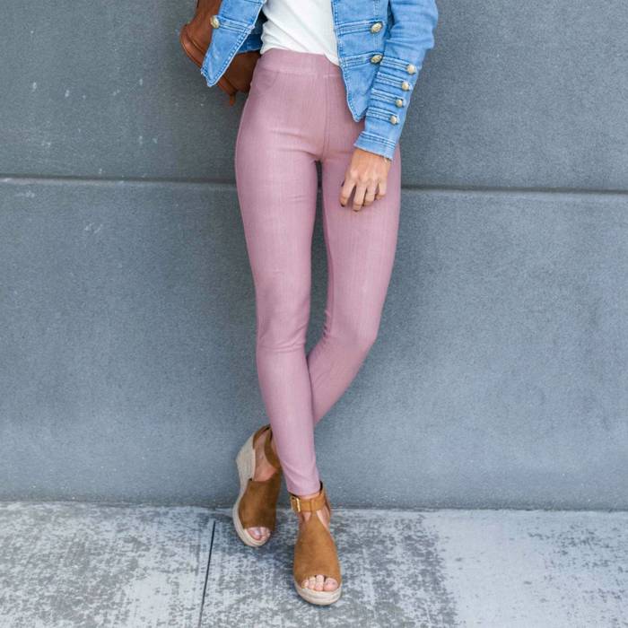 Premium Stretch Soft High Waisted Jeggings for Women - Denim Leggings - Cotton Stretch Blend - Long