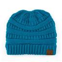 Teal C.C® Women Messy Bun Ponytail Beanie Hats