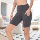 Ash Grey - 3XL (Pant Size 16) Tummy Control Biker Short Leggings | Cell Phone Pocket (Zenana)