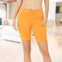 Ash Mustard - 1XL (Pant Size 12) Tummy Control Biker Short Leggings | Cell Phone Pocket (Zenana)