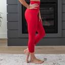 Red - Large/XL 4-7 Zenana Tummy Control Capri Leggings
