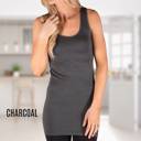 Charcoal | Scoop Back | XS-Medium Extra Long Layering Scoop or Racerback Tank, Two Sizes