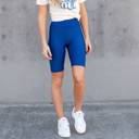 Royal Blue - S/M Fits Pant Size 0-6 Cellulite Hiding High Waist Biker Shorts