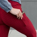 Burgundy - 1X/2X Fits Pant Size 10-12 Cellulite Hiding Leggings with Cell Phone Pocket