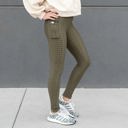 Olive - L/XL Fits Pant Size 6-8 Cellulite Hiding Leggings with Cell Phone Pocket