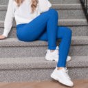 RoyalBlue - 1X/2X Fits Pant Size 10-12 Cellulite Hiding Leggings with Cell Phone Pocket