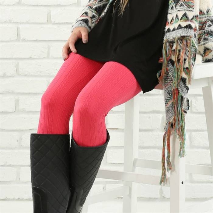 Cable Knit Fleece Lined Leggings