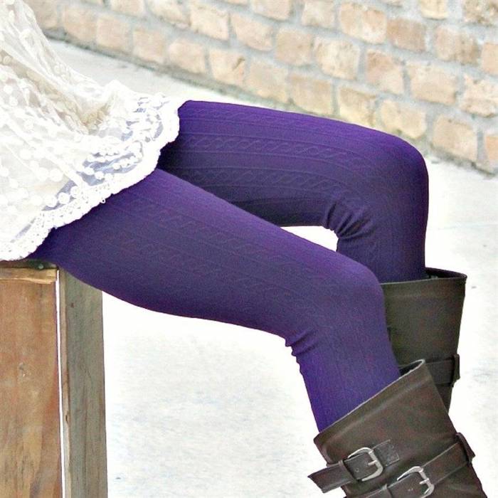 Cable Knit Fleece Lined Leggings