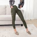 Small/Medium (0-8) - Olive Tummy Control Leggings Cell Phone Pocket