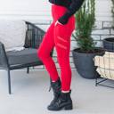 Large/XL (10-14) - Red Tummy Control Leggings Cell Phone Pocket