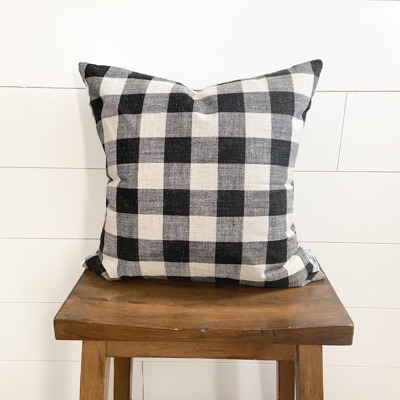 Black and White Medium Buffalo Pillow Cover 18x18