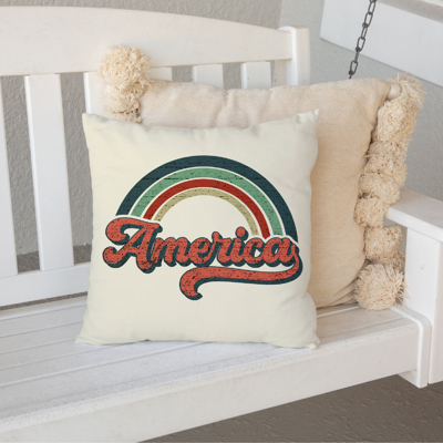 Retro America Pillow Cover 18x18 inch- Fourth of July