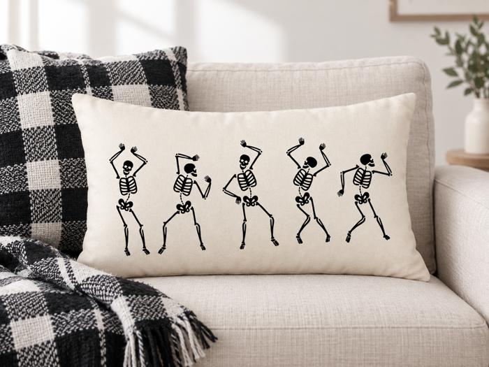 5 dancing skeletons 12x20 Pillow Cover