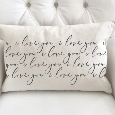 I Love You Pattern Charcoal Pillow Cover 12x20