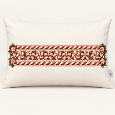 Candy Cane & Peppermint Lumbar Pillow Cover — 12x20
