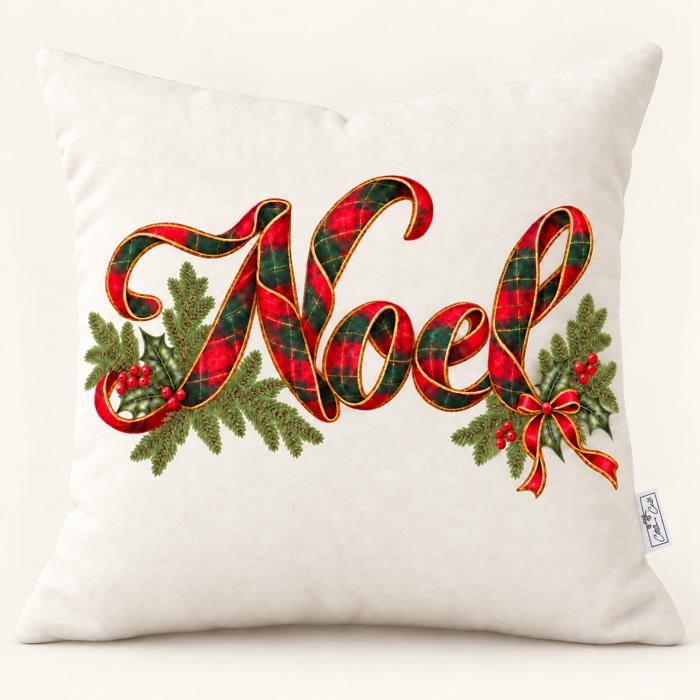Noel Tartan Ribbon Two-Piece Pillow Cover Set