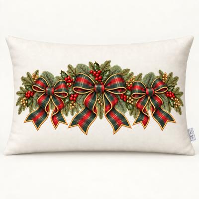 Tartan Bows Lumbar Pillow Cover — 12x20