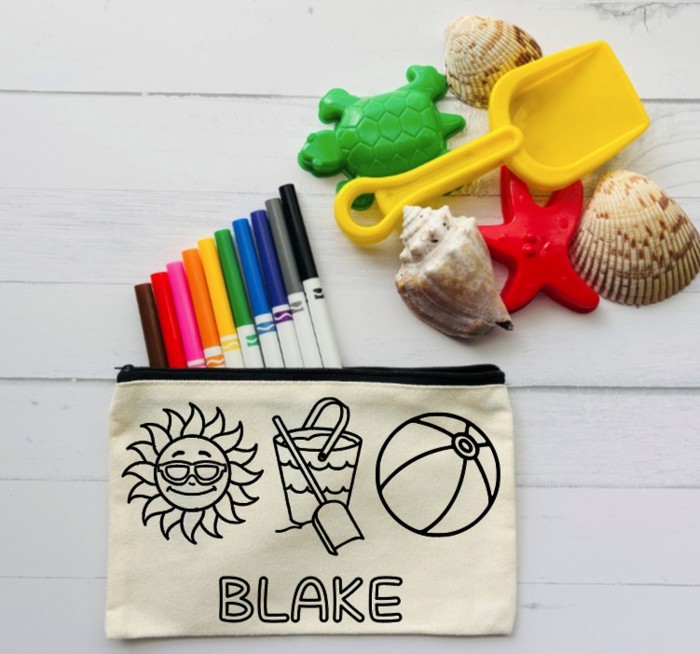 Personalized Summer Gift for Kids | Color Your Own Bag Kit with Markers