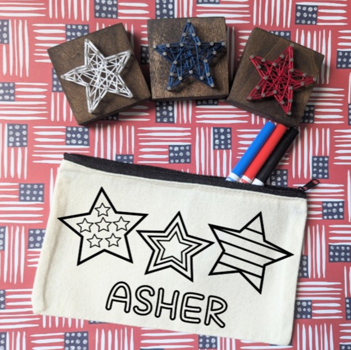 Personalized Patriotic Gift for Kids | Color Your Own Bag Kit with Markers