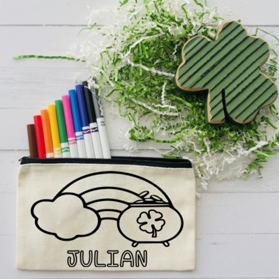 St. Patrick's Day Gift for Kids | Personalized Color Your Own Bag Activity Kit with Markers